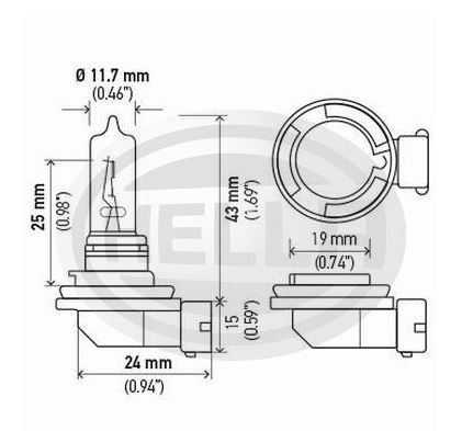 Lampada Farol H9 12V 65W Hella