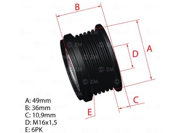 POLIA ALTERNADOR P/ECOSPORT 2.0 FLEX 12/17 6 ESTRIAS
