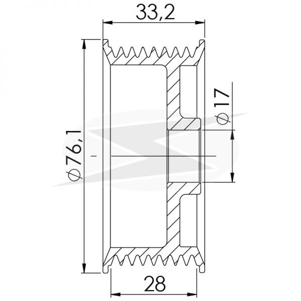 POLIA ALTERNADOR P/ BOSCH SCN SERIE 5 (8 CANAL) 76,1MM