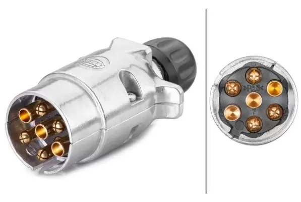 TOMADA ELETRICA CARRETINHA MACHO 7 POLOS 12V (ALUMINIO)