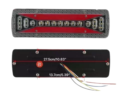 LANTERNA TRASEIRA UNIVERSAL 12V 24V BIVOLT LED SEQUENCIAL